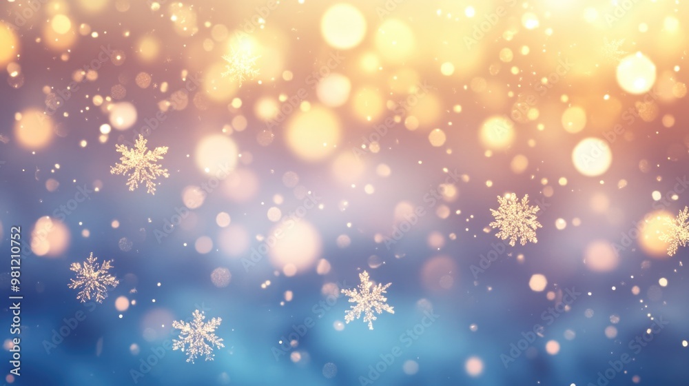Colorful shiny winter background with snowflakes and bokeh light Colorful shiny winter background with snowflakes and bokeh light