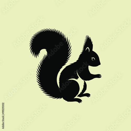 A squirrel silhouette design captures the graceful and lively essence of this nimble creature through simple yet striking shapes. The design typically features the sleek, curved outline of a squirrel 