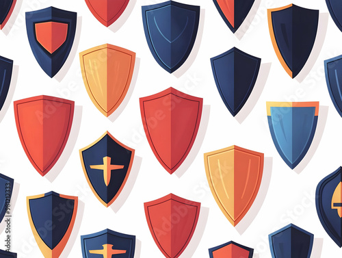 Minimal Design of Overlapping Shield Icons as a Force Field for Election Integrity - Flat Vector Illustration with Security Measure Explanations on White Background photo