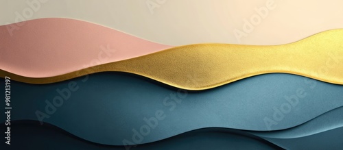 Abstract 3D Background With Gold And Blue Textured Wallpaper Relief
