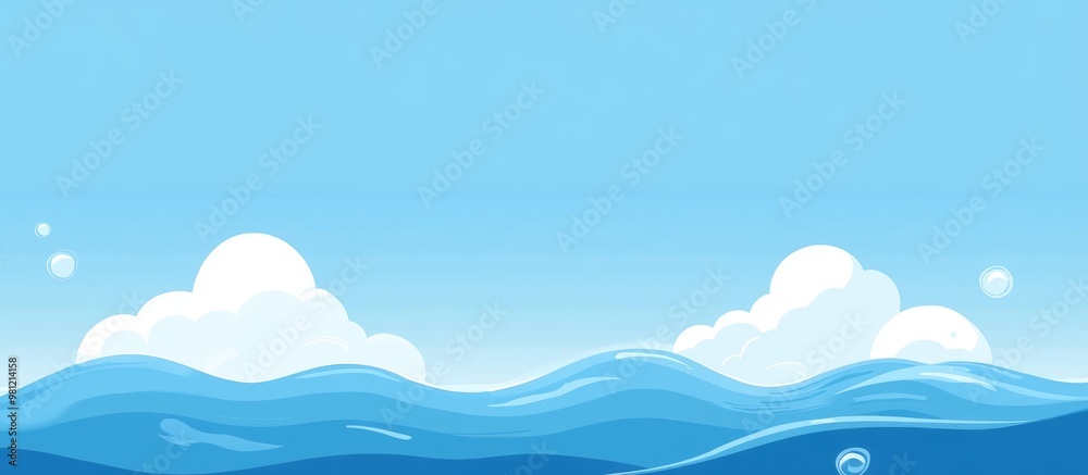Clear Blue Sky Fluffy White Clouds Air Bubbles In Pure Water Clear Blue Sky Fluffy White Clouds Air Bubbles In Pure Water