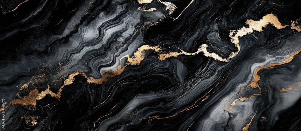 Obraz premium Exquisite Black Marble Textured Wallpaper Luxury Texture