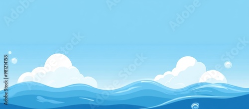 Clear Blue Sky Fluffy White Clouds Air Bubbles In Pure Water