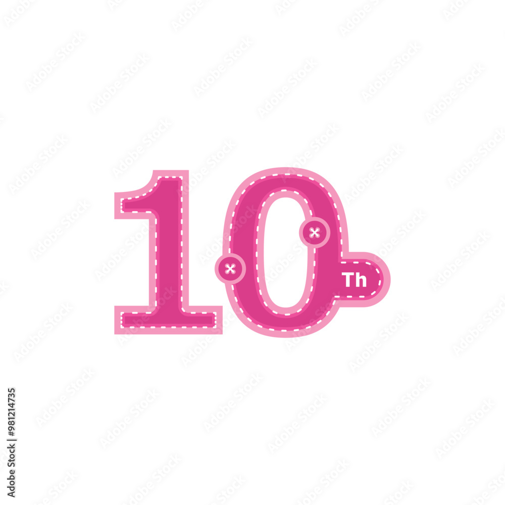 10 Th Anniversary Celebration Number with cartoon style Design 10 Th Anniversary Celebration Number with cartoon style Design