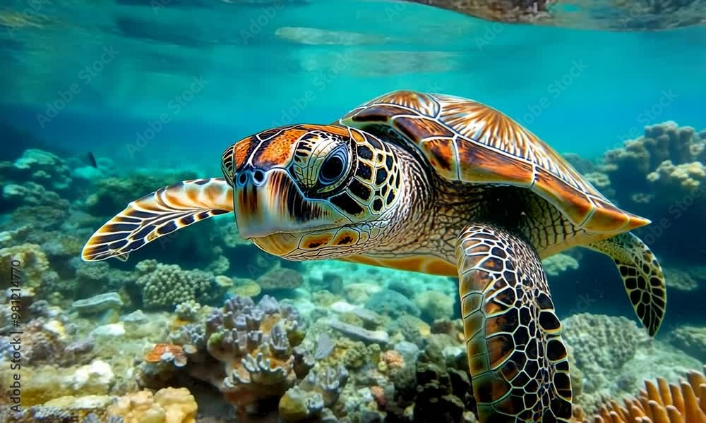 Sea Turtle in Coral Reef Sea Turtle in Coral Reef