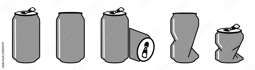 Soda can icon vector illustration. Dented soda cans icons set. Beverage, sign and symbol soda and juice silhouette. Soda can icon vector illustration. Dented soda cans icons set. Beverage, sign and symbol soda and juice silhouette.