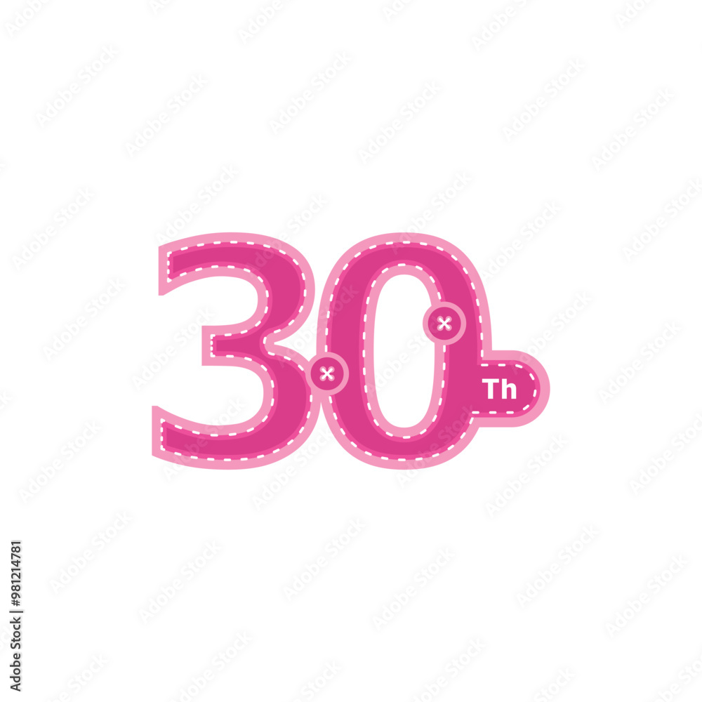 30 Th Anniversary Celebration Number with cartoon style Design 30 Th Anniversary Celebration Number with cartoon style Design