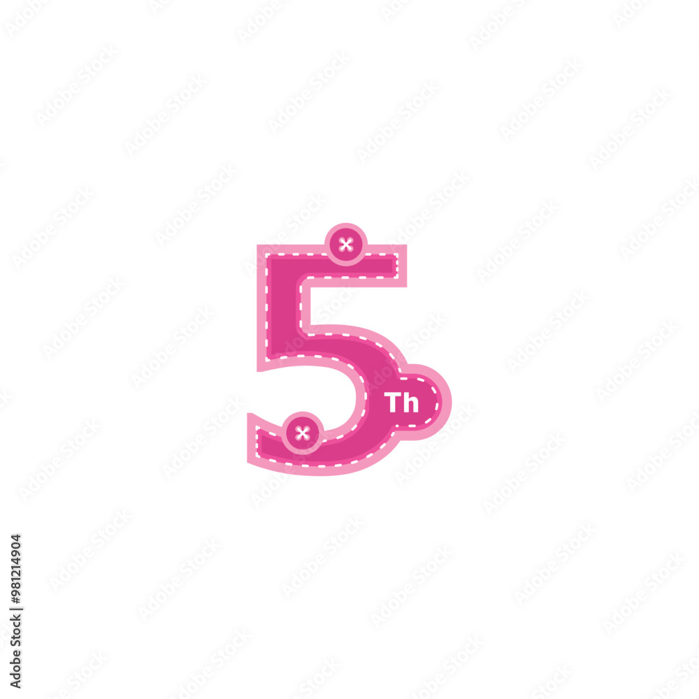 5 Th Anniversary Celebration Number with cartoon style Design 5 Th Anniversary Celebration Number with cartoon style Design