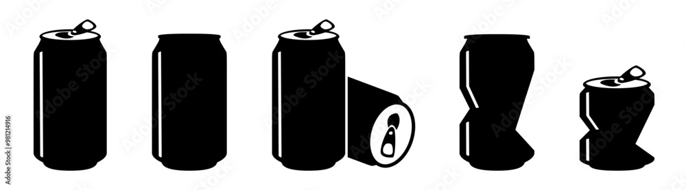 Soda can icon vector illustration black line. Dented soda cans icons set. Beverage, sign and symbol soda and juice silhouette. Soda can icon vector illustration black line. Dented soda cans icons set. Beverage, sign and symbol soda and juice silhouette.