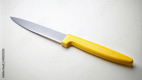 Yellow paper knife with a sleek design and sharp blade , office supplies, stationery