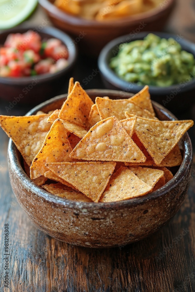 Totopos - Mexican-style tortilla chips, often served with salsa, guacamole, or other dips. Totopos - Mexican-style tortilla chips, often served with salsa, guacamole, or other dips.