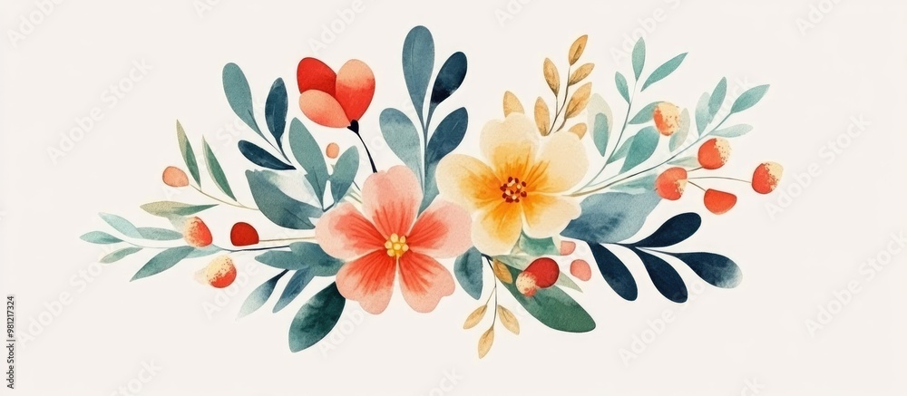 Obraz premium Delicate Floral Bouquet For Watercolor Pattern Creation
