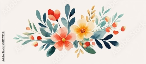 Delicate Floral Bouquet For Watercolor Pattern Creation