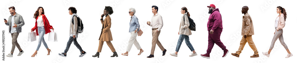 Walking people full body png cut out element set Walking people full body png cut out element set
