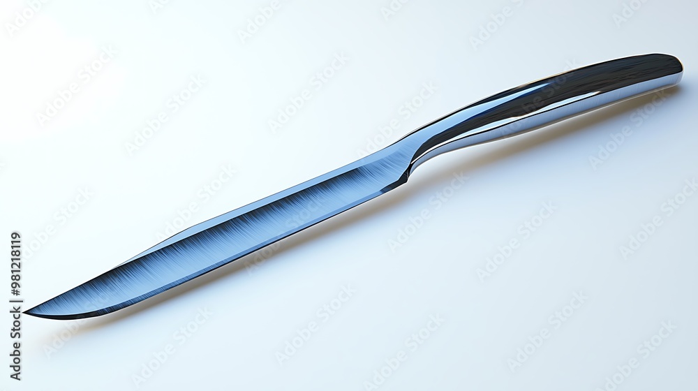 A silver kitchen knife shines brightly, isolated on white. A silver kitchen knife shines brightly, isolated on white.