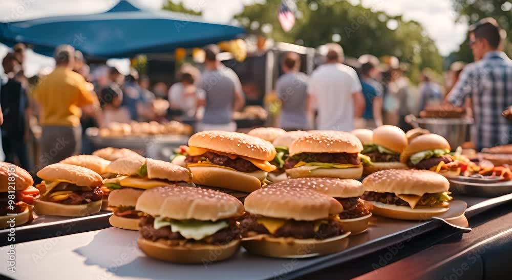 Many food trucks at a food fair. Many food trucks at a food fair.