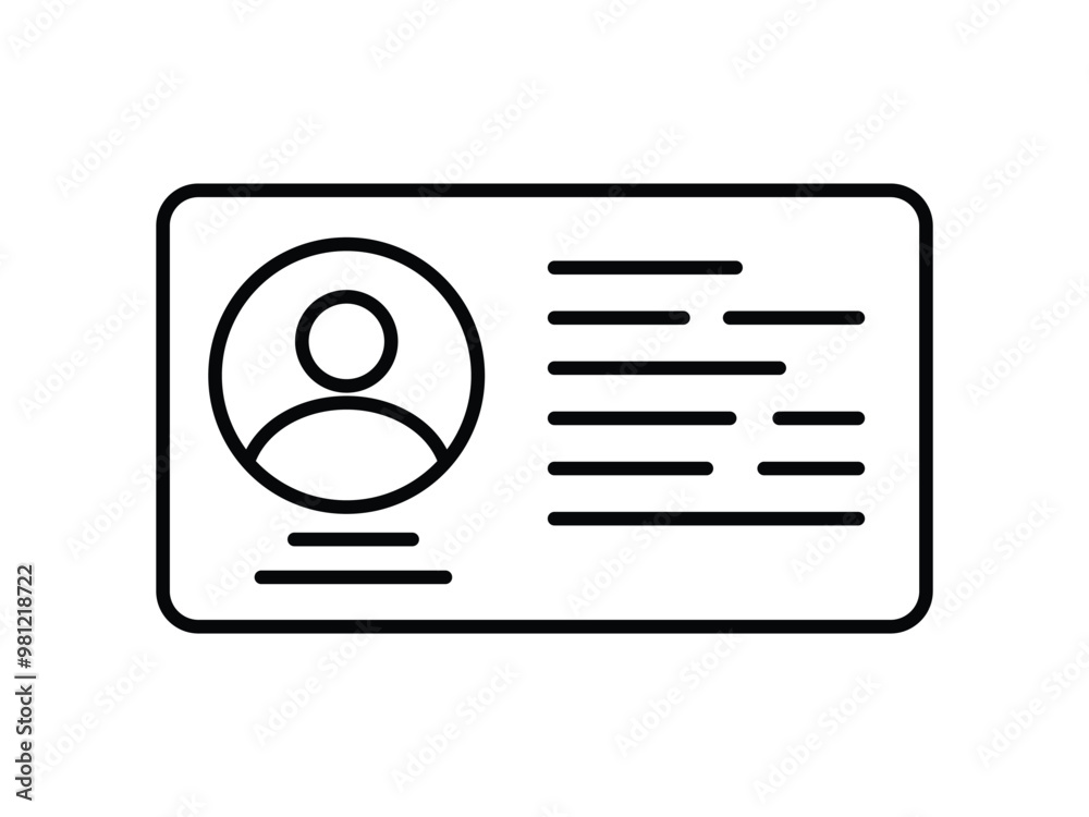 ID Card icon. Identification card outline icon. Driver's license ...