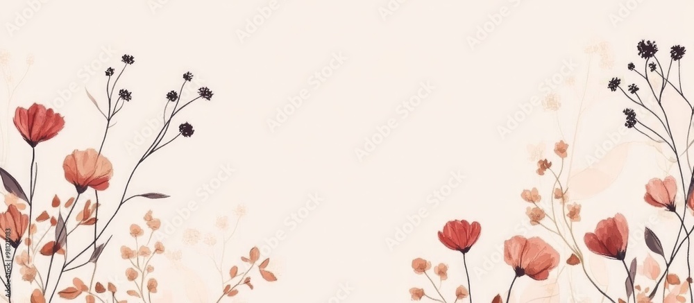 Dried Flowers Background With Copy Space Ai Generated