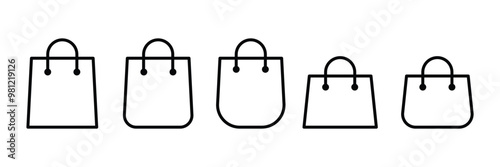Shopping bag outline icon set. Line and glyph shopping bag. shopping bags in different styles. packages symbol in thine line.