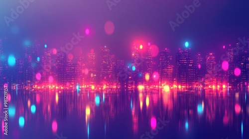 Bright Reflections Of Colored Lights In Night Cityscape Abstract Background Empty Stage Ai