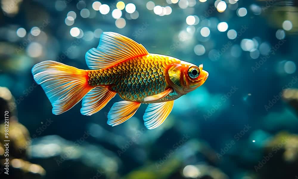 A Single Goldfish Swimming in a Tank A Single Goldfish Swimming in a Tank