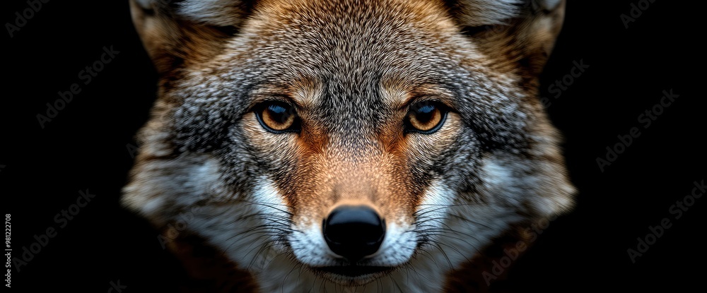 Fototapeta premium Close-up Portrait of a Coyote with Intense Eyes