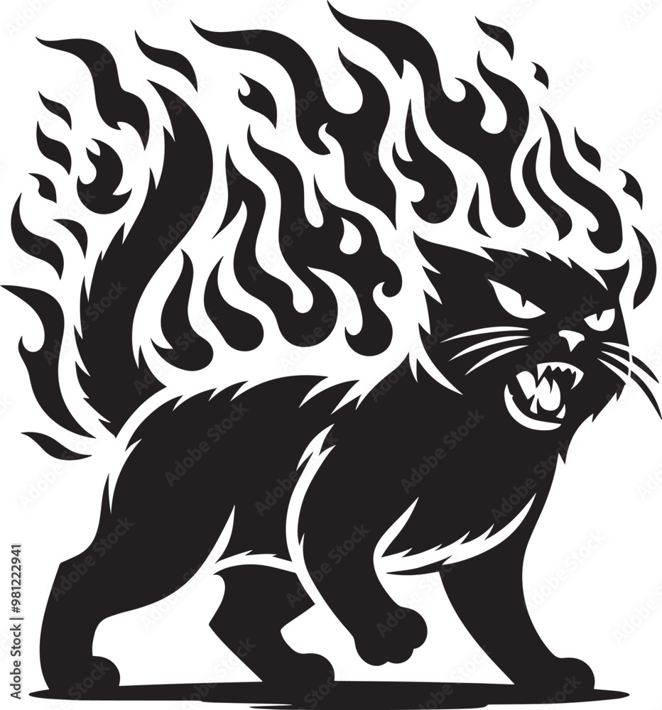 Angry Cat Silhouette isolated on a white background Minimalist cute cat vector shape Angry Cat Silhouette isolated on a white background Minimalist cute cat vector shape