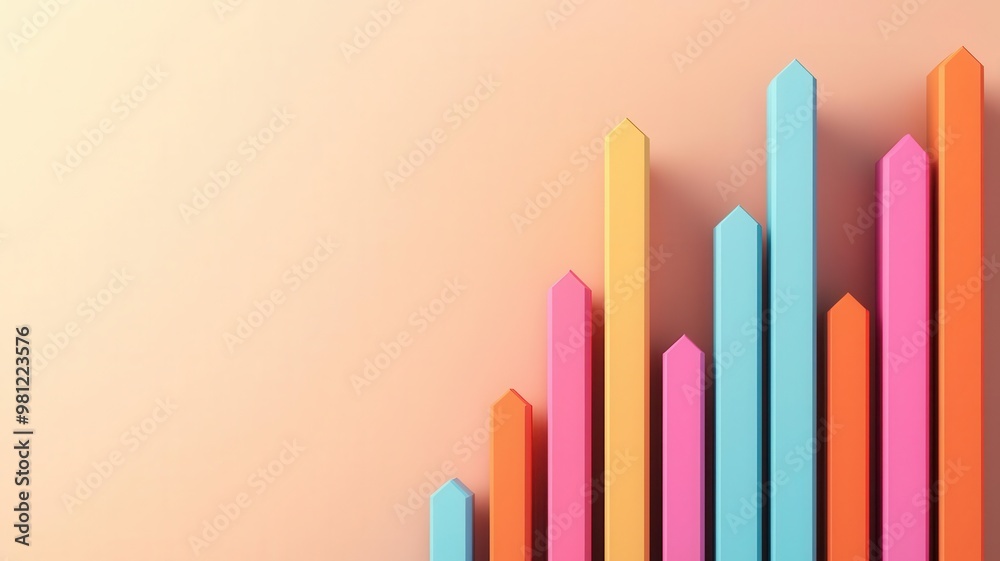 Business graph, with upward trend, 3D illustration, copy space for text, Business graph, with upward trend, 3D illustration, copy space for text,