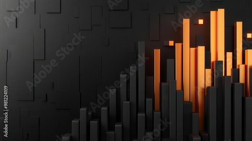 Business stock market, with charts and numbers, 3D illustration, copy space for text, photo