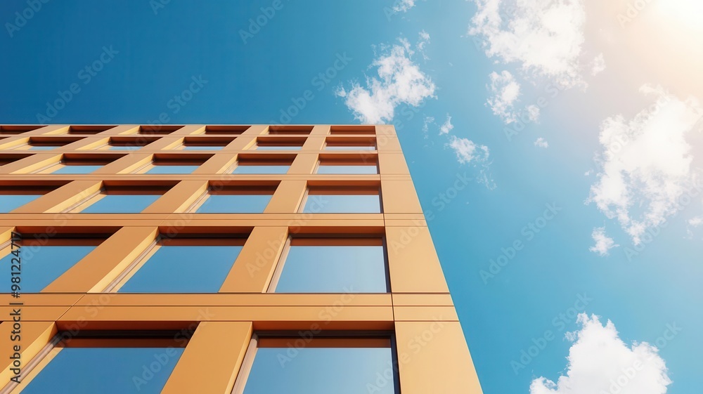 Office building exterior, corporate headquarters, 3D illustration, copy space for text, Office building exterior, corporate headquarters, 3D illustration, copy space for text,