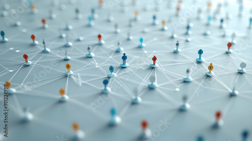 3D Campaign Ecosystem Frame: Close-Up of Fundraising, Voter Outreach, and Media Relations Elements on White Background with Copy Space for Strategy Messaging