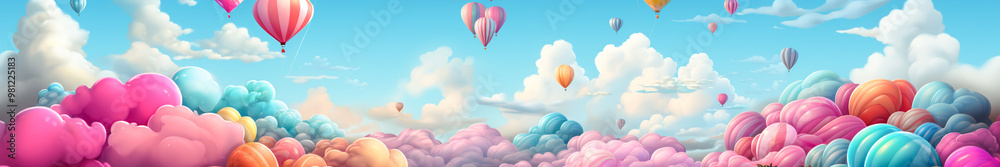 Obraz premium Colorful Banner Design for a Child's Festive Day. Bright Cartoon Background
