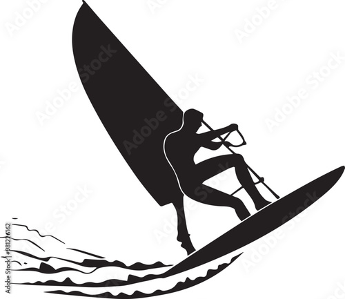windsurfer silhouette vector