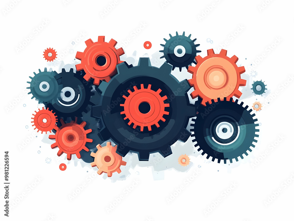 Flat Glossy Prediction Algorithms in Motion: Close-Up of Gears and Cogs Illustrating Intricate Calculations with Copy Space for Forecasting Messaging