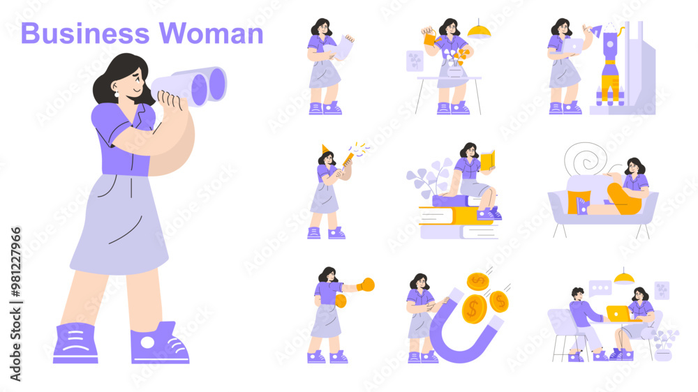 Businesswoman. Flat Vector Illustration