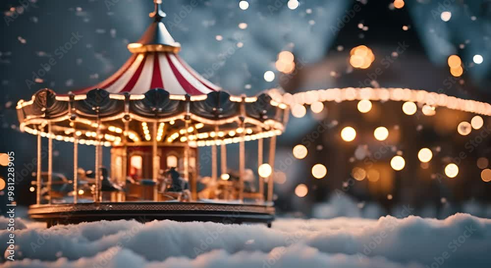 Carousel at a fair at Christmas. Carousel at a fair at Christmas.