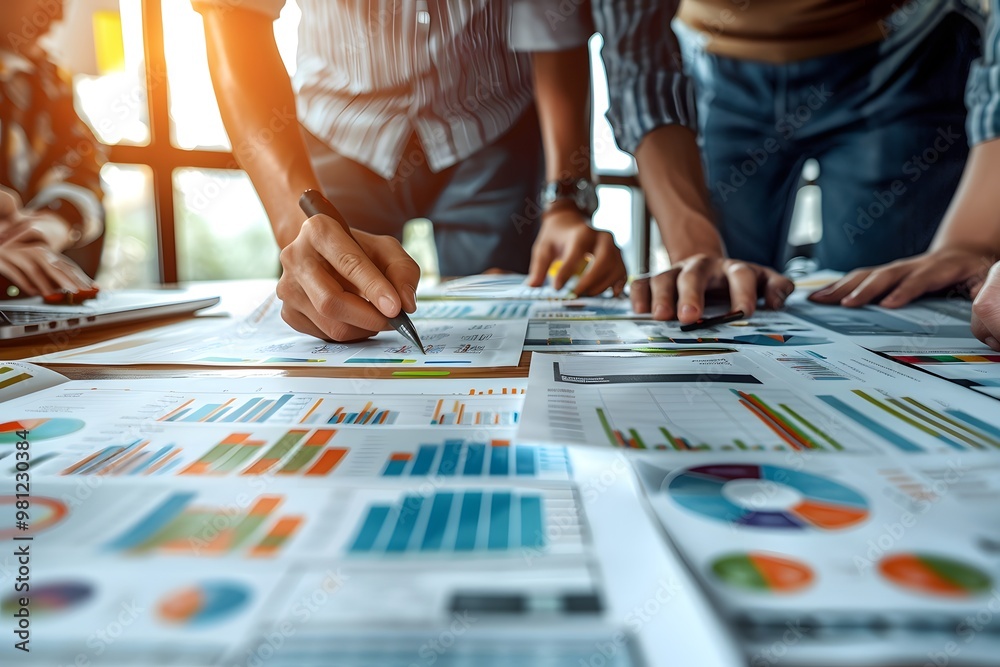 Fototapeta premium Business Team Analyzing Charts and Data During a Strategy Session