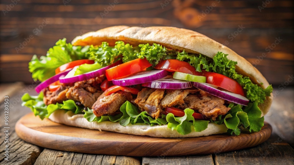 Close up of delicious kebab sandwich , kebab, sandwich, food, street food, fast food, grilled meat, pita bread Close up of delicious kebab sandwich , kebab, sandwich, food, street food, fast food, grilled meat, pita bread