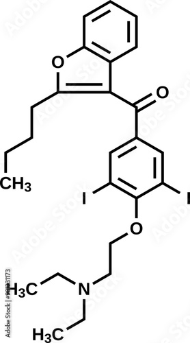 Amiodarone structural formula, vector illustration  photo