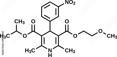 Nimodipine structural formula, vector illustration