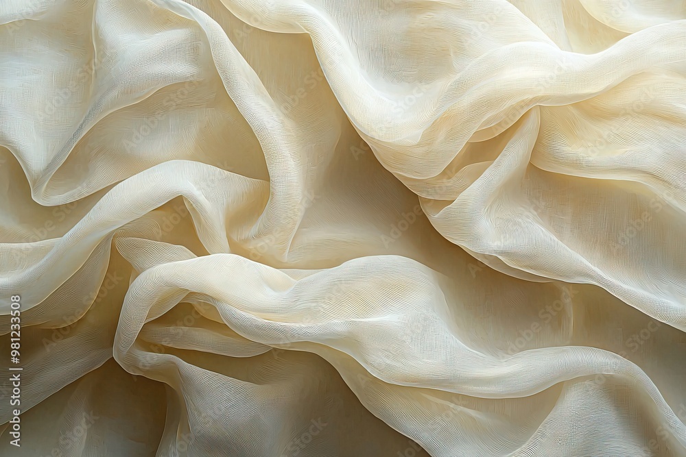 Elegant soft fabric draping in a serene creamy tone, perfect for backgrounds or textile design projects. Elegant soft fabric draping in a serene creamy tone, perfect for backgrounds or textile design projects.