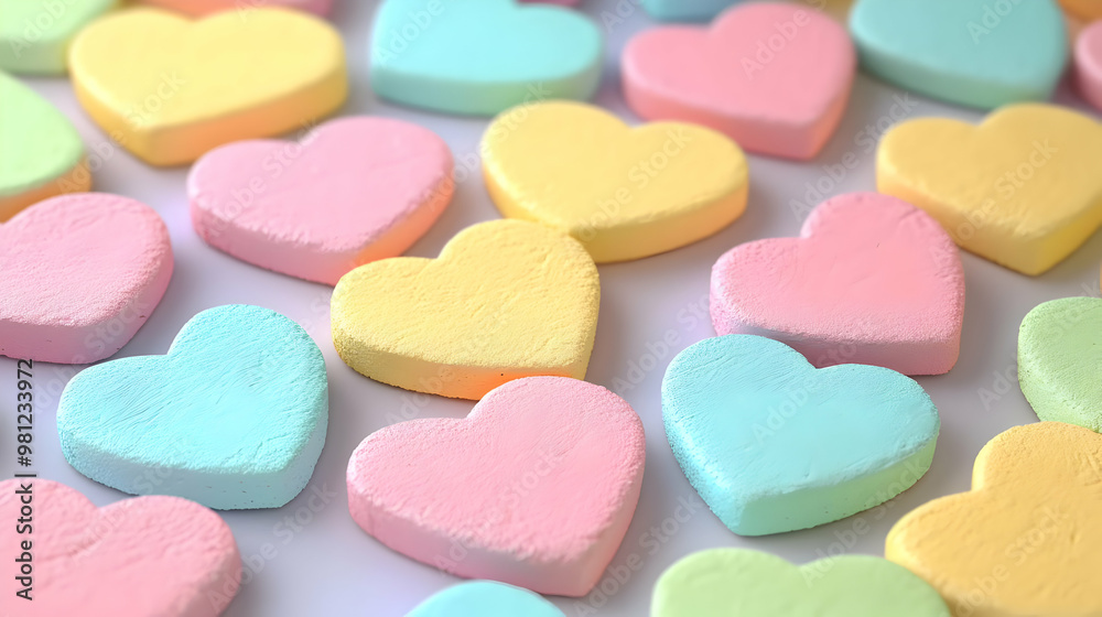 Colorful Heart-Shaped Candies on White Background Colorful Heart-Shaped Candies on White Background