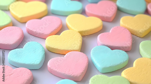 Colorful Heart-Shaped Candies on White Background