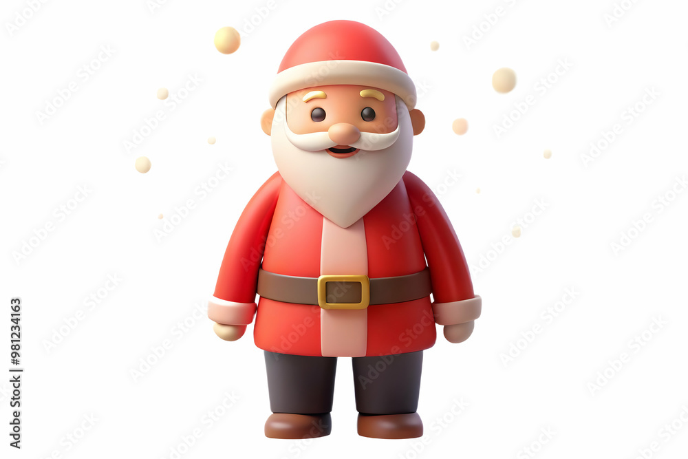 Obraz premium Flat Santa in Soft Focus with Bokeh Lights: Capturing the Warmth of His Smile in a Festive Ambiance - Simple Vector Illustration