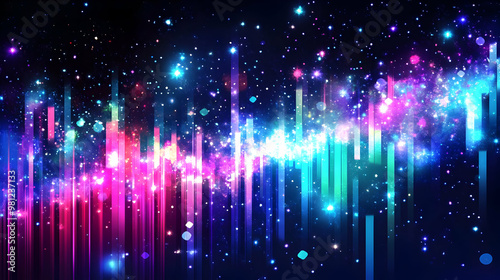 Neon Lights and Sparkling Stars: A Cosmic Abstract Background