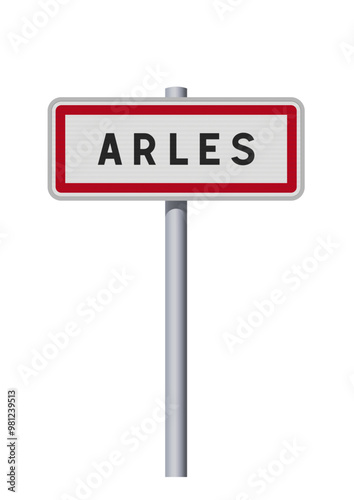 Panneau d'entrée de la ville d'Arles (Bouches-du-Rhône) en vectoriel