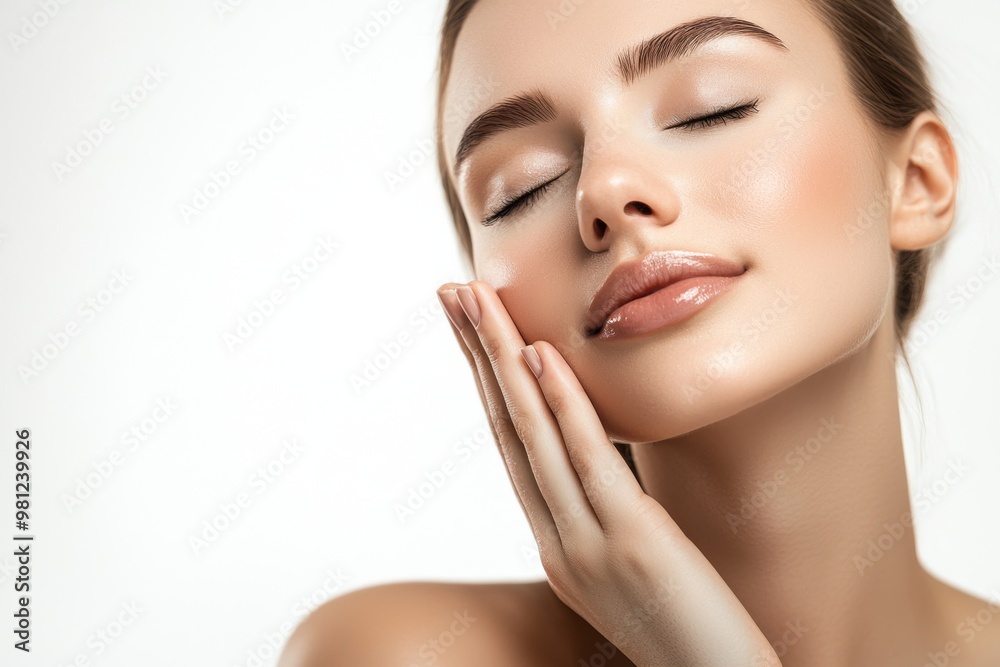 This is a portrait of a young beautiful woman with perfect smooth skin isolated over a white background. It depicts her tenderness and sensuality. This is a portrait of a young beautiful woman with perfect smooth skin isolated over a white background. It depicts her tenderness and sensuality.