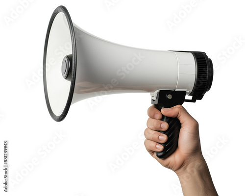 Hand Holding Megaphone Isolated on Transparent Background