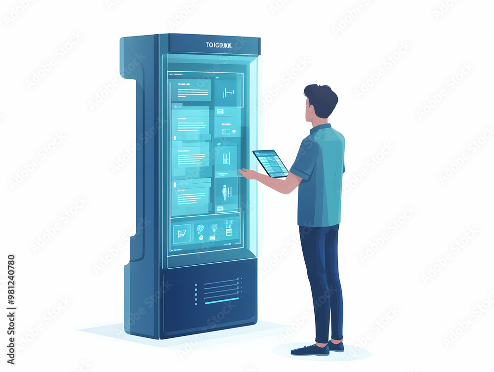 Flat Holographic Voting Booth with Interactive Policy Selector Interface: Engaging Voter Education in a Simple Vector Illustration Flat Holographic Voting Booth with Interactive Policy Selector Interface: Engaging Voter Education in a Simple Vector Illustration