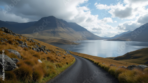 Scenic Views of Scotland's Majestic Highlands: Valleys, Roads, and Mountain Landscapes